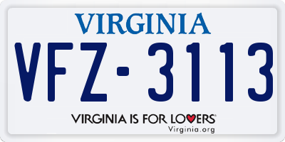 VA license plate VFZ3113