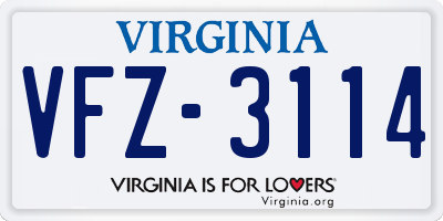 VA license plate VFZ3114