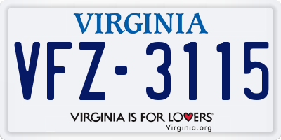 VA license plate VFZ3115
