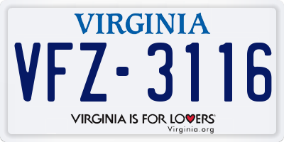 VA license plate VFZ3116