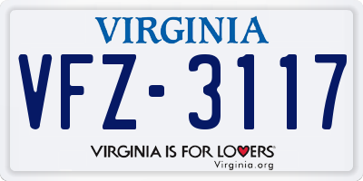VA license plate VFZ3117