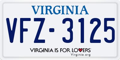 VA license plate VFZ3125
