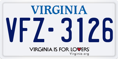 VA license plate VFZ3126