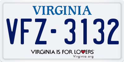 VA license plate VFZ3132