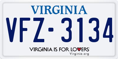 VA license plate VFZ3134