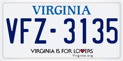 VA license plate VFZ3135
