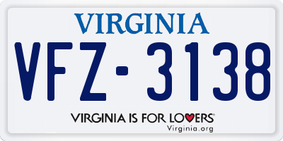 VA license plate VFZ3138