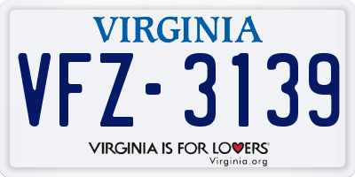 VA license plate VFZ3139