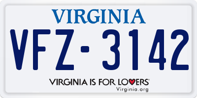 VA license plate VFZ3142