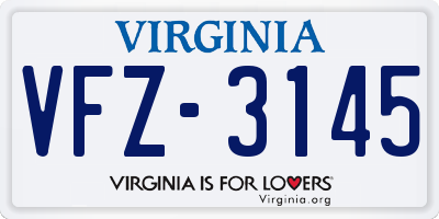 VA license plate VFZ3145