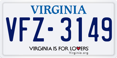 VA license plate VFZ3149