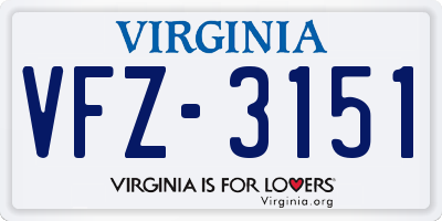 VA license plate VFZ3151