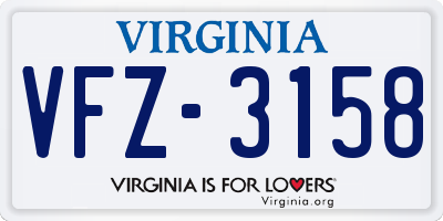 VA license plate VFZ3158