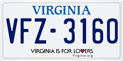 VA license plate VFZ3160