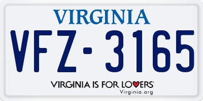 VA license plate VFZ3165