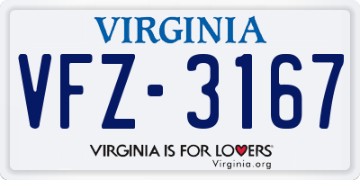 VA license plate VFZ3167