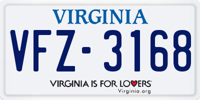 VA license plate VFZ3168