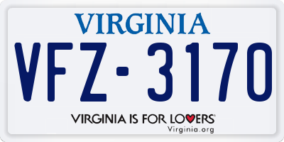 VA license plate VFZ3170