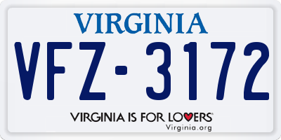 VA license plate VFZ3172