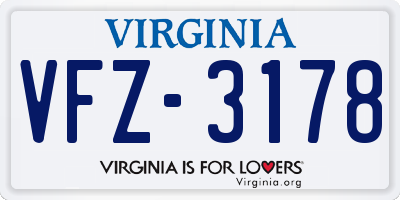 VA license plate VFZ3178