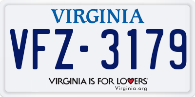 VA license plate VFZ3179