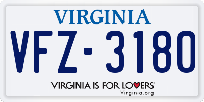 VA license plate VFZ3180