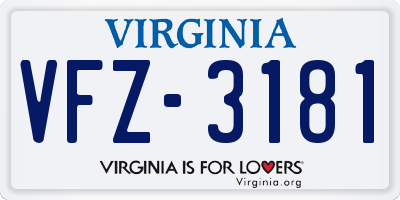 VA license plate VFZ3181