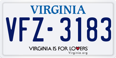 VA license plate VFZ3183