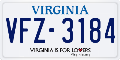 VA license plate VFZ3184