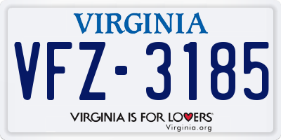 VA license plate VFZ3185