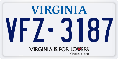 VA license plate VFZ3187