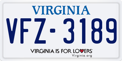 VA license plate VFZ3189