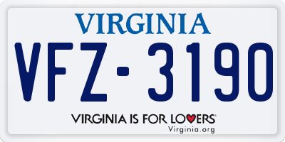 VA license plate VFZ3190