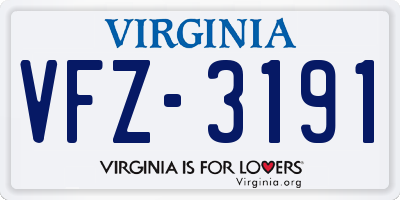 VA license plate VFZ3191