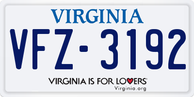 VA license plate VFZ3192