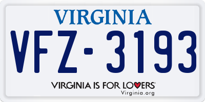 VA license plate VFZ3193