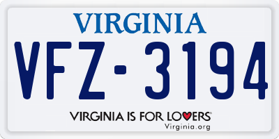 VA license plate VFZ3194