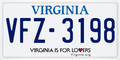 VA license plate VFZ3198