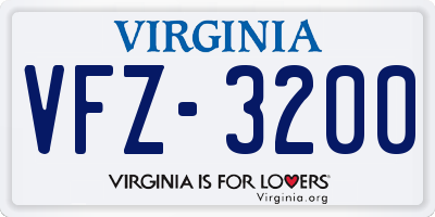 VA license plate VFZ3200
