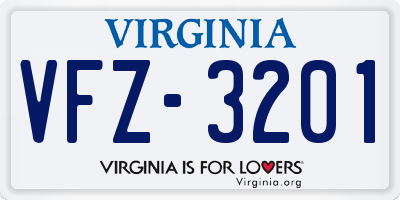 VA license plate VFZ3201