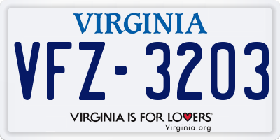 VA license plate VFZ3203