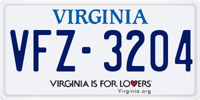 VA license plate VFZ3204