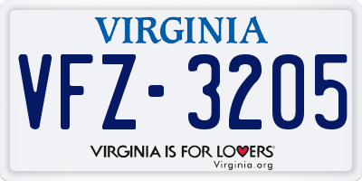VA license plate VFZ3205