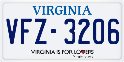VA license plate VFZ3206