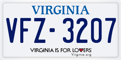 VA license plate VFZ3207