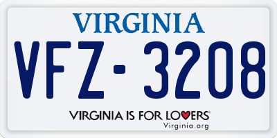 VA license plate VFZ3208