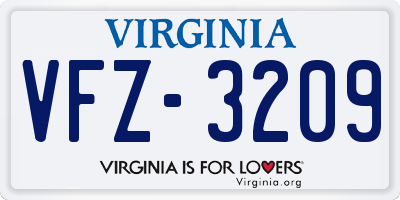 VA license plate VFZ3209