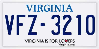 VA license plate VFZ3210