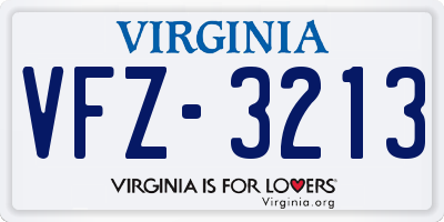VA license plate VFZ3213