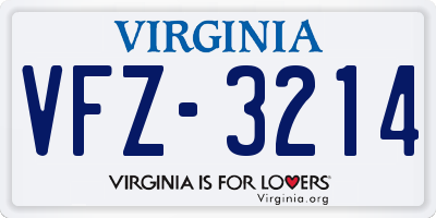 VA license plate VFZ3214